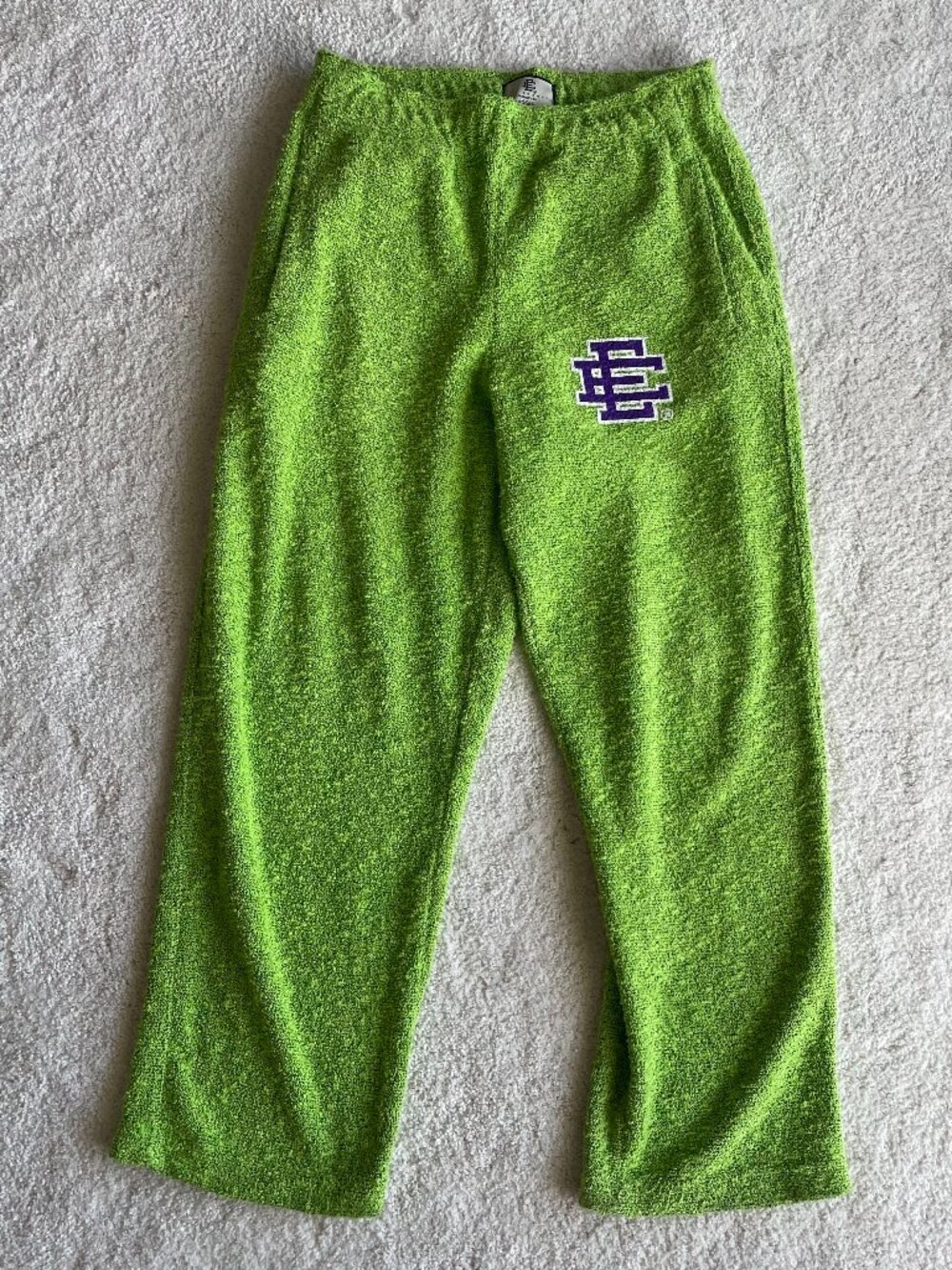 Eric Emanuel EE Boucle Pant Mens Large Green Purple Sweatpants Made in New York